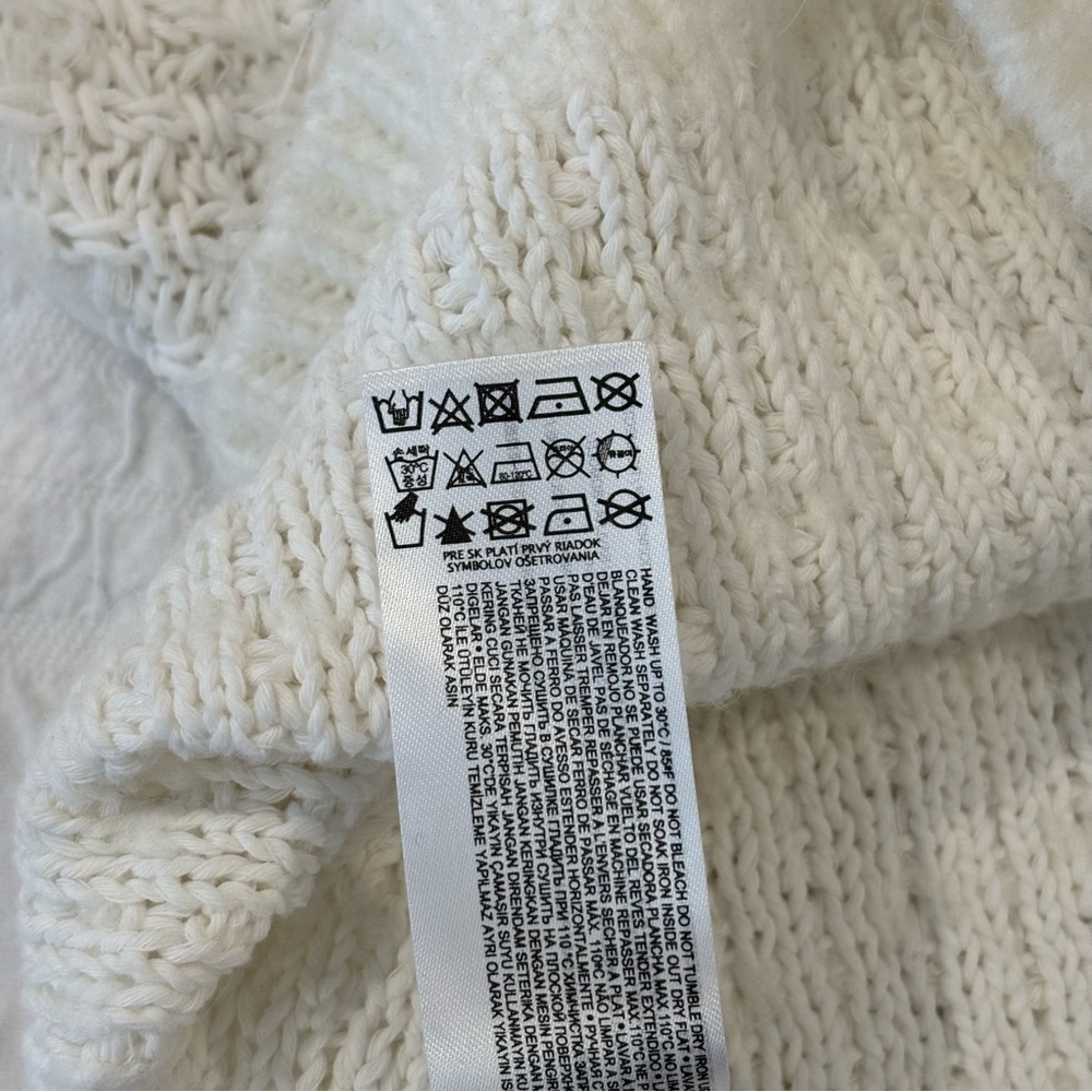 Mango Knitted Sweater with Shoulder Pads, Ivory, Size Small, Cropped - Picture 12 of 13